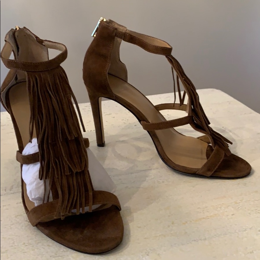 Ann Taylor Tara fringe suede sandal.